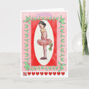Nutcracker Young Ballerina mit Rose-330 Feiertagskarte