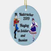 Nutcracker Ziersoldat und Russisch Keramik Ornament (Rechts)