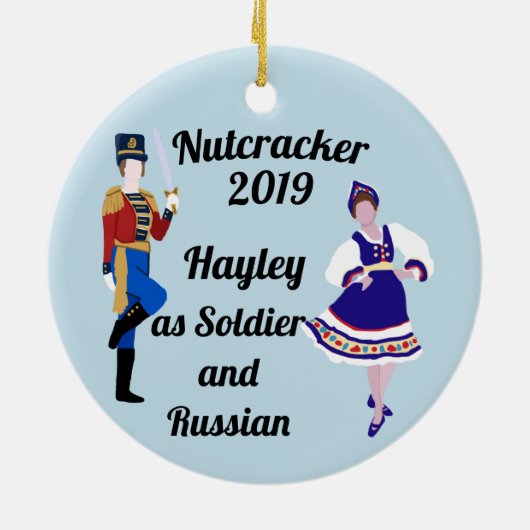 Nutcracker Ziersoldat und Russisch Keramik Ornament (Hinten)