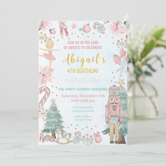 Nutcracker zum Geburtstag Einladung Nutcracker ein (Stehend Vorderseite)