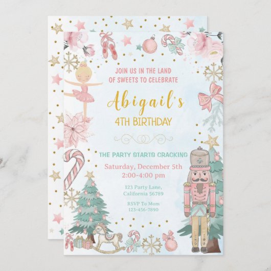 Nutcracker zum Geburtstag Einladung Nutcracker ein (Vorne/Hinten)