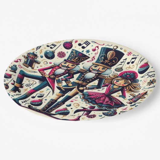 Nutcrackers Christmas Plate Pappteller (Schrägansicht)