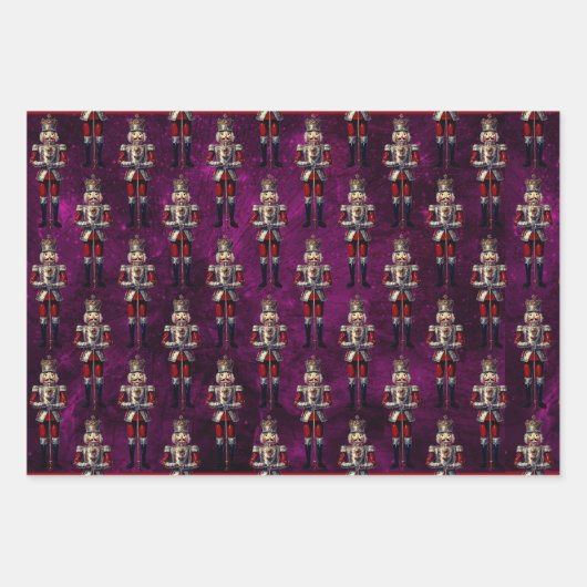 Nutcrackers Lila Gold Red Geschenkpapier Set (Vorderseite 2)