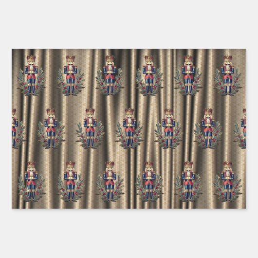 Nutcrackers Lila Gold Red Geschenkpapier Set (Vorderseite)