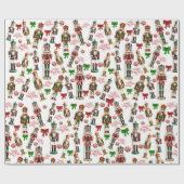 Nutcrackers Merry Christmas Red Green Roll of Geschenkpapier (Flach)