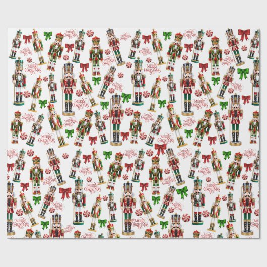 Nutcrackers Merry Christmas Red Green Roll of Geschenkpapier (Flach)