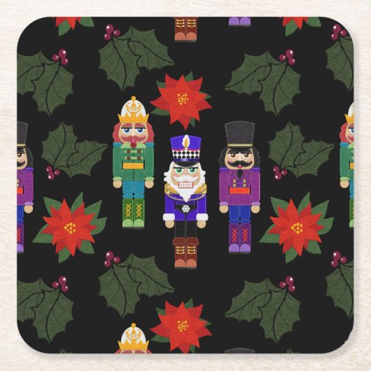 Nutcrackers Soldiers Faux Felt Style Whimsical Rechteckiger Pappuntersetzer (Vorderseite)