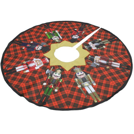 Nutcrackers und Red Kariert Polyester Weihnachtsbaumdecke (Schrägansicht)