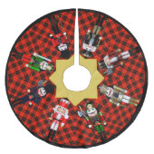 Nutcrackers und Red Kariert Polyester Weihnachtsbaumdecke (Vorderseite)