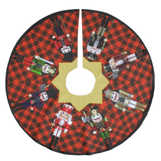 Nutcrackers und Red Kariert Polyester Weihnachtsbaumdecke (Vorderseite)