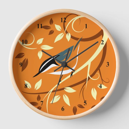 Nuthatch an Zweigschalenuhren Wanduhr (Vorderseite)