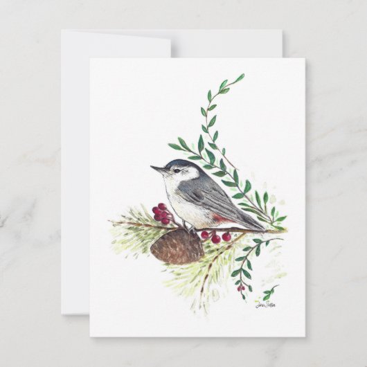Nuthatch Beautiful Watercolor Note Card (Vorderseite)
