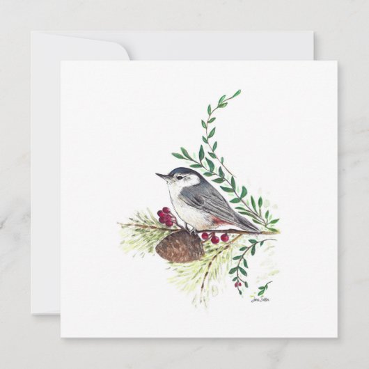Nuthatch Beautiful Watercolor Note Card (Vorderseite)