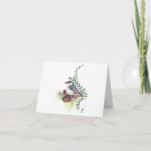 Nuthatch Beautiful Watercolor Note Card (Vorderseite)