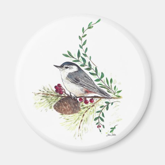 Nuthatch Bird Art Magnet (Vorne)