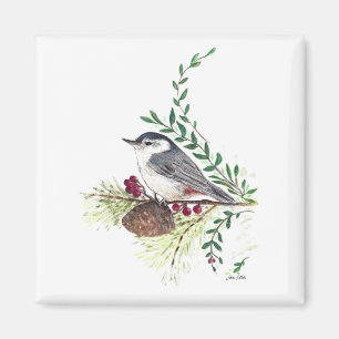 Nuthatch Bird Art Magnet