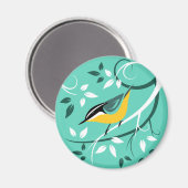 Nuthatch Bird in Tree Magnet (Vorderseite/Rückseite)