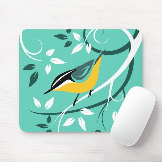 Nuthatch Bird in Tree Mousepad (Mit Mouse)