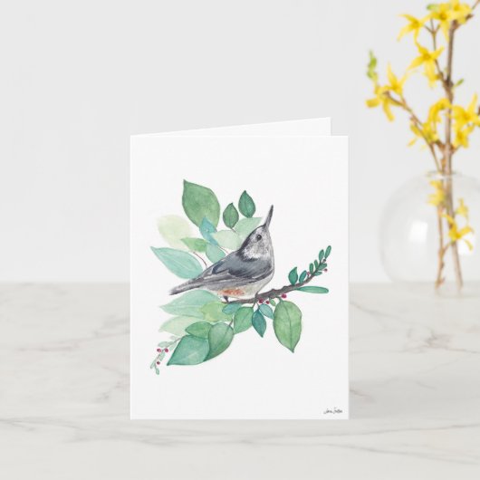 Nuthatch Bird Karte (Gelbe Blume)