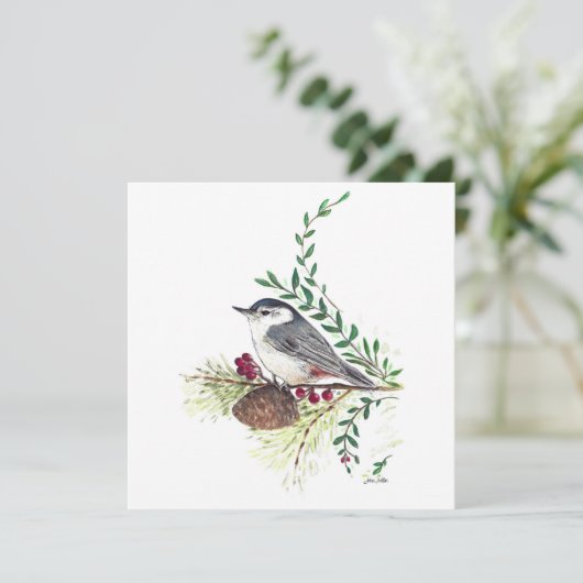 Nuthatch Bird Painting Karte (Stehend Vorderseite)