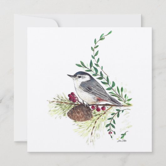 Nuthatch Bird Painting Karte (Vorderseite)