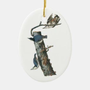 Nuthatch in weißer Brühe von Audubon Keramik Ornament