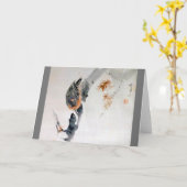 Nuthatch klettert einen Baum hinab, Watanabe Seite Karte (Gelbe Blume)