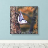 Nuthatch on Tree Fall Sunset Bird Foto Leinwanddruck (Insitu (Holzboden))
