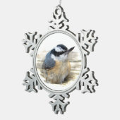 Nuthatch Schneeflocken Zinn-Ornament (Rechts)
