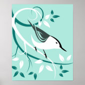 Nuthatch stilisiertes Vogeldesign Poster (Vorne)