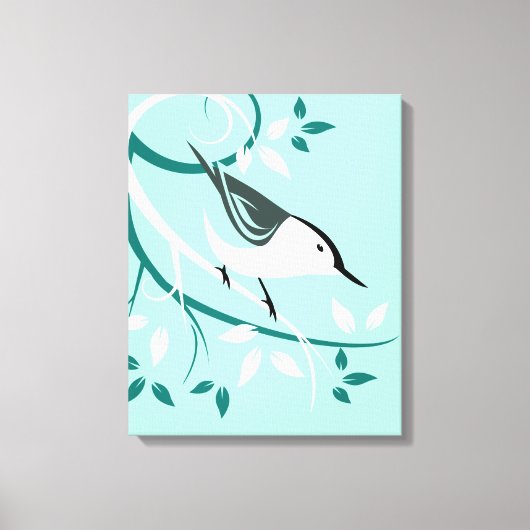 Nuthatch Stylized Bird Design Leinwanddruck (Vorderseite)