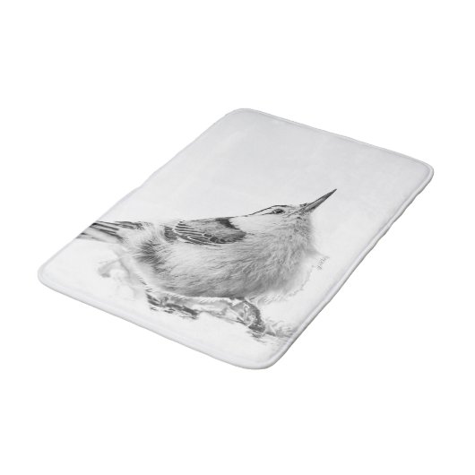 Nuthatch, White Bird Fotografie Badematte (Schrägansicht)