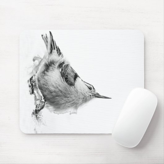 Nuthatch, White Bird Fotografie Mousepad (Mit Mouse)
