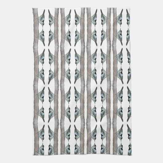 Nuthatches White Blue Kitchen Handtücher (Vertikal)