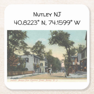 Nutley NJ Kartenkoordinaten 1906 im Vintage-Stil Rechteckiger Pappuntersetzer
