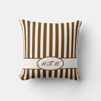 Nutmeg Autumnal Streifen mit Monogramm Kissen