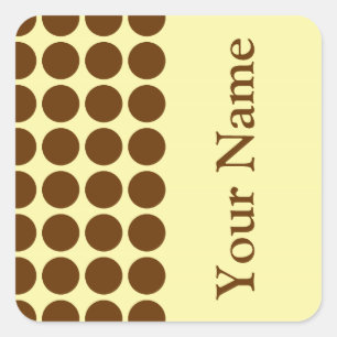 Nutmeg Cream Neutral Punkte mit Namenstext Quadratischer Aufkleber