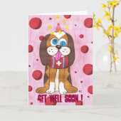 Nutmeg der Hund, bald wieder gut! Karte (Gelbe Blume)