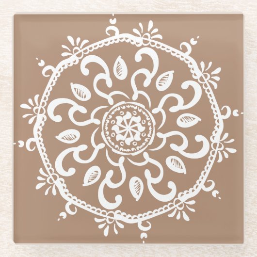 Nutmeg Mandala Glasuntersetzer (Vorderseite)