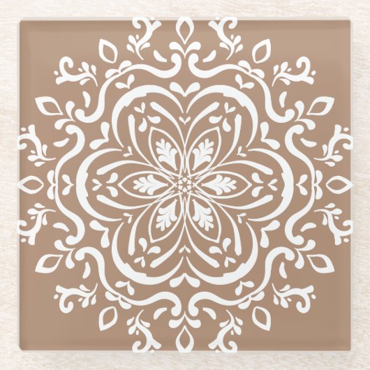 Nutmeg Mandala Glasuntersetzer (Vorderseite)