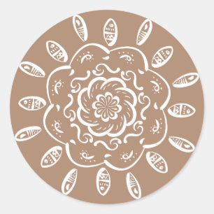 Nutmeg Mandala Runder Aufkleber