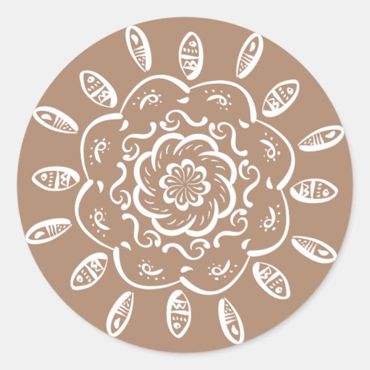 Nutmeg Mandala Runder Aufkleber (Vorderseite)