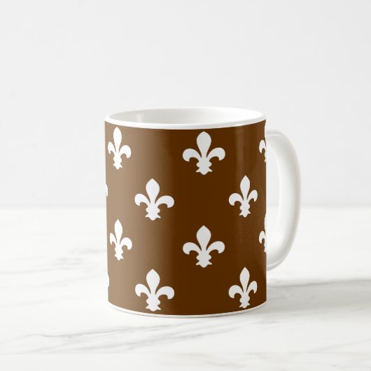 Nutmeg Neutral Fleur de Lys Kaffeetasse (VorderseiteRechts)