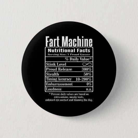 Nutrion Facts Fart Machine Dad Jokes Funny Farting Button (Vorderseite)
