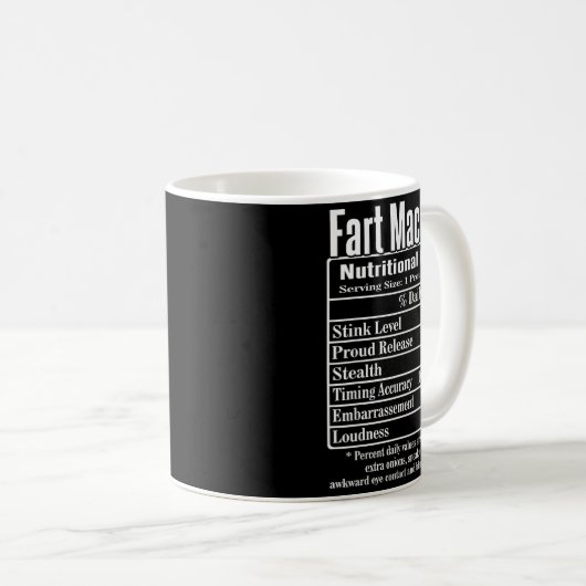 Nutrion Facts Fart Machine Dad Jokes Funny Farting Kaffeetasse (VorderseiteRechts)