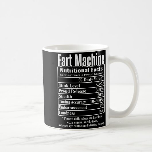 Nutrion Facts Fart Machine Dad Jokes Funny Farting Kaffeetasse (Rechts)