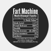 Nutrion Facts Fart Machine Dad Jokes Funny Farting Runder Aufkleber (Vorderseite)