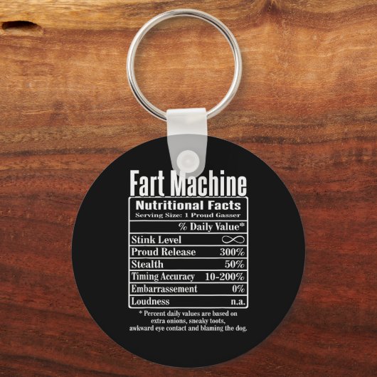 Nutrion Facts Fart Machine Dad Jokes Funny Farting Schlüsselanhänger (Vorderseite)