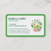 Nutrition Bilingual English Spanish Business Card Visitenkarte (Rückseite)