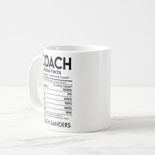Nutrition Facts Coach Funny Coach Kaffeetasse (Vorderseite Links)